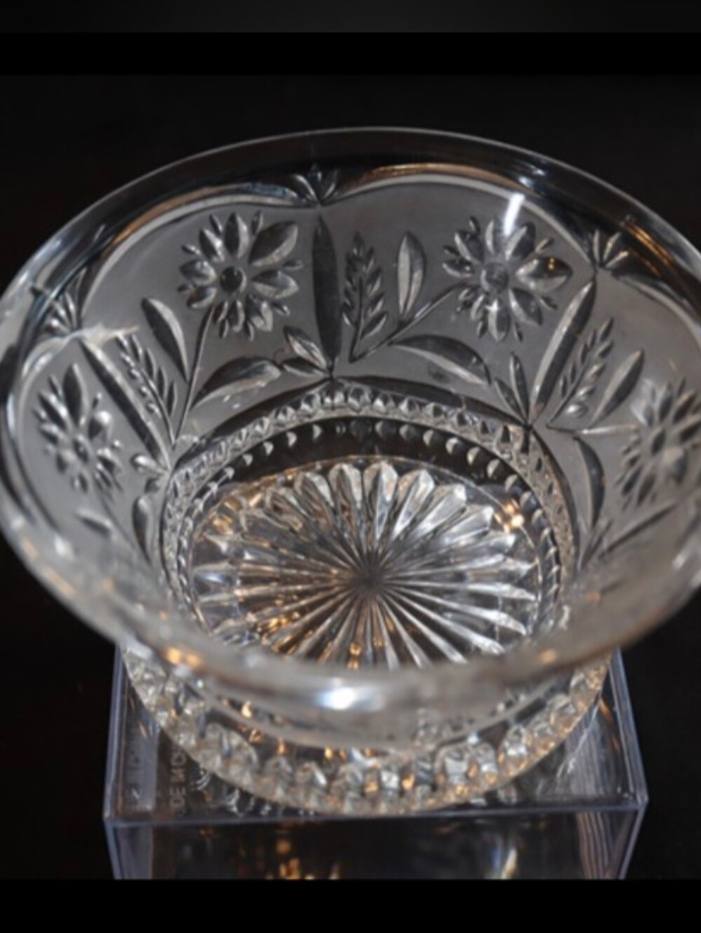Vintage Lausitzer Lead Crystal Frosted Margret Pattern Candy Bowl 5"